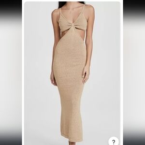 Beige Botany Bohemian Knit Coastal Bodycon Cut Out Y2K Indie Sleeze Maxi…